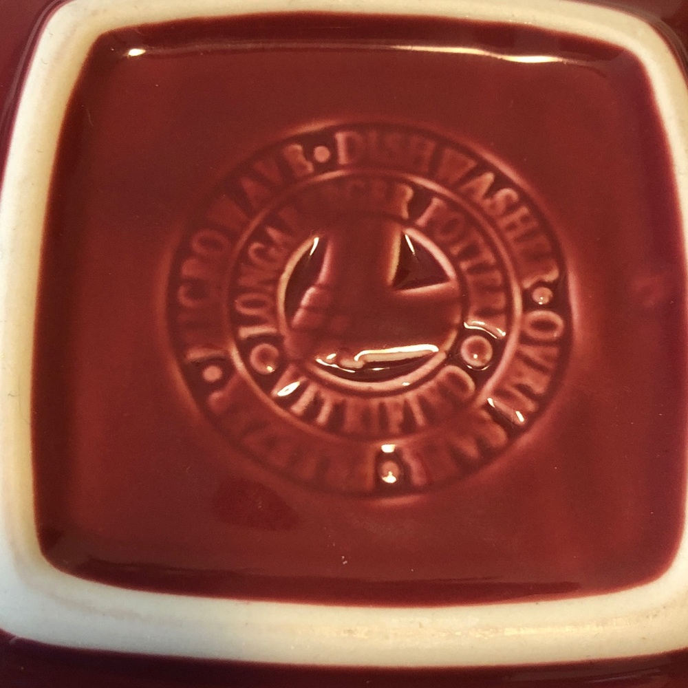 Set of 2 Longaberger Woven Traditions pottery stoneware Paprika Square Bowls - Picture 2 of 9